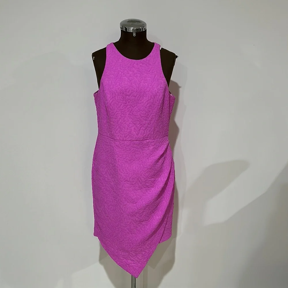 Sheike hot pink textured drape dress size 12 - Picture 1 of 8